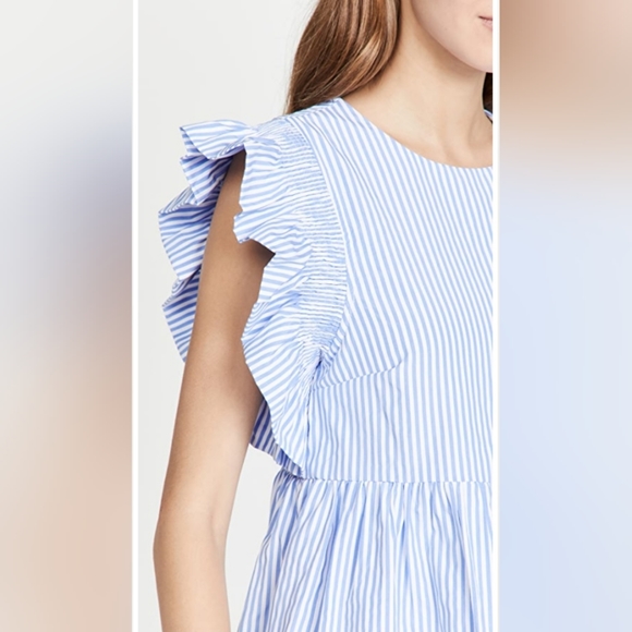 🆕️ English Factory Blue & White Striped Mini Dress SIZE: XS - Picture 2 of 16